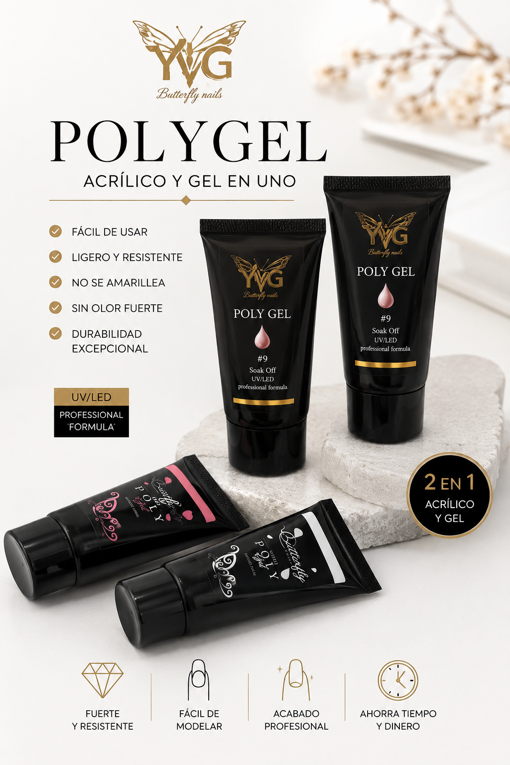 Set de polygel 4 colores