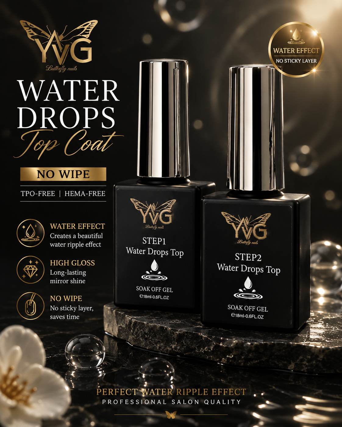 Top coat water drops 2 bottle
